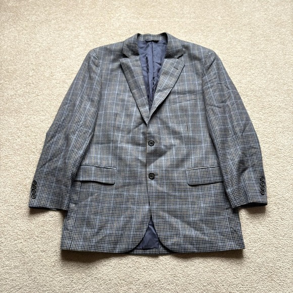 Brooks Brothers 1818 Madison Blazer Mens 40R Blue Glen Plaid Wool Sport Coat